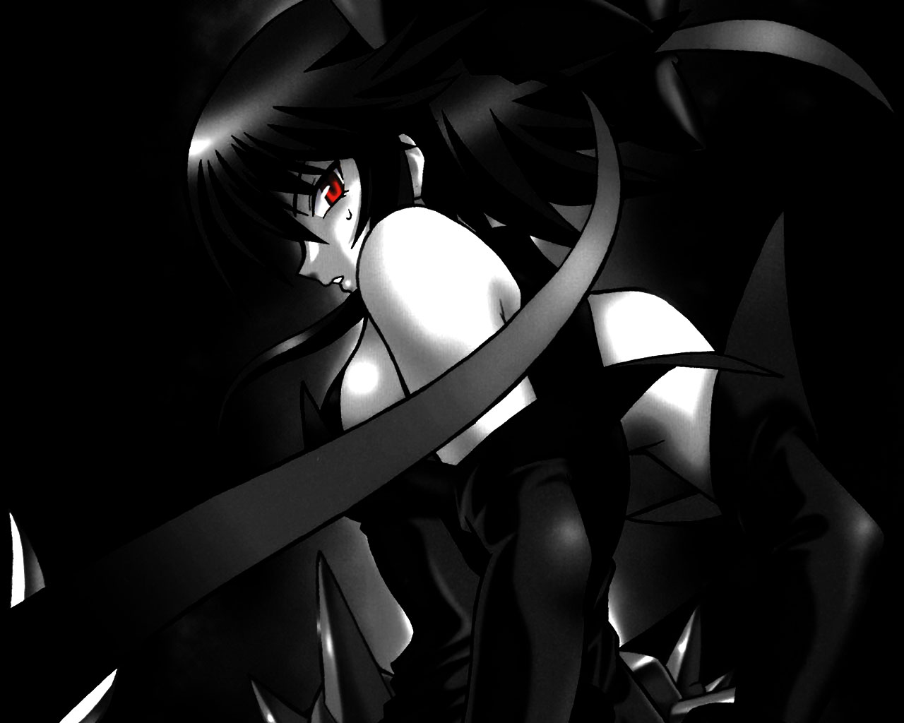 black, kagano_ai, mahou_shoujo_ai, red_eyes