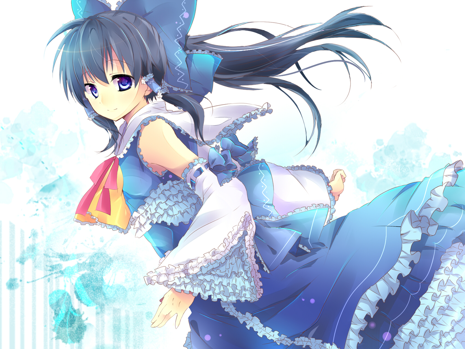 black_hair, dress, enje_(pixiv3289887), hakurei_reimu, japanese_clothes, lolita_fashion, miko, touhou
