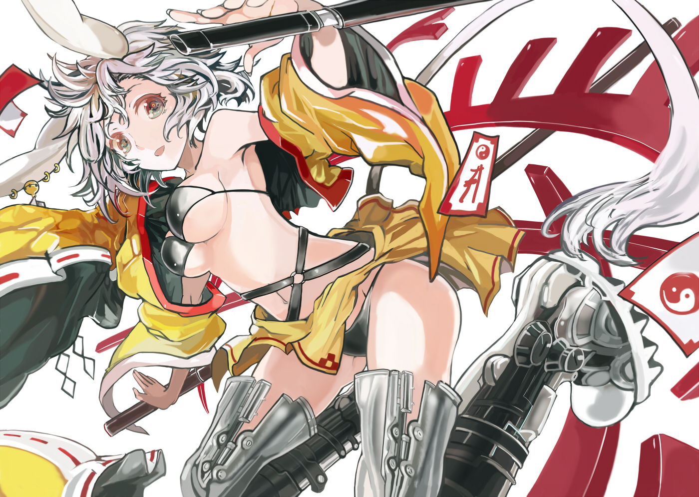 animal_ears, bikini_top, breasts, bunny_ears, bunnygirl, panties, ryuuri_susuki, underboob