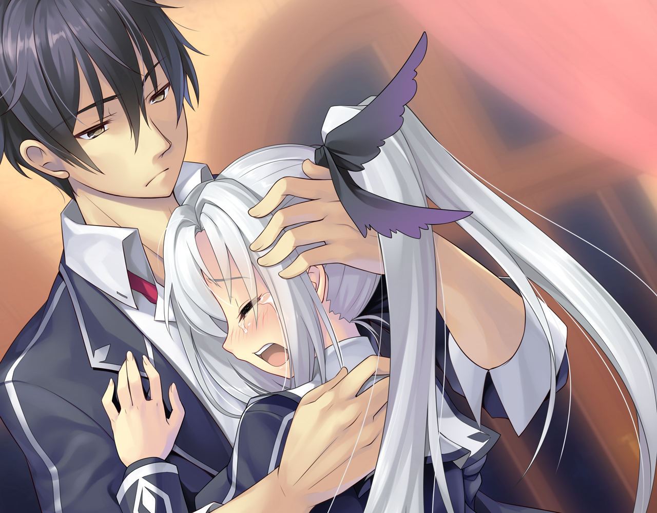 black_hair, blush, crying, game_cg, goka_michiru, gray_hair, long_hair, male