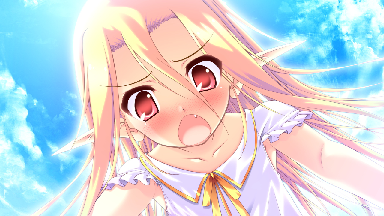 blonde_hair, close, clouds, colorful_cure, dress, etoiles, fang, game_cg