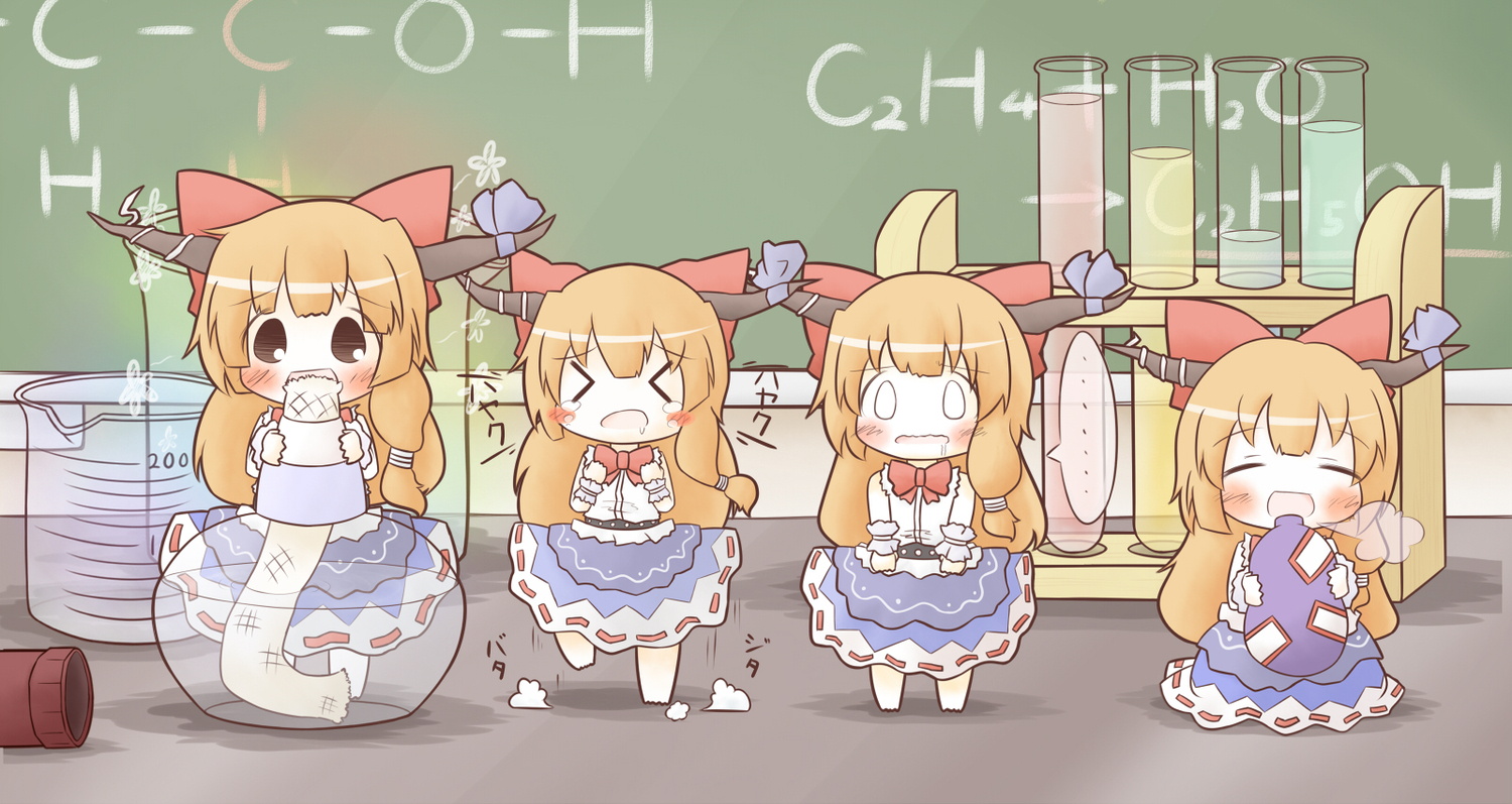 chibi, drink, horns, ibuki_suika, south114, touhou