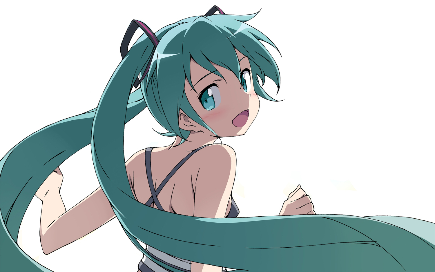 aqua_eyes, aqua_hair, blush, hatsune_miku, kanzaki_hiro, long_hair, twintails, vocaloid