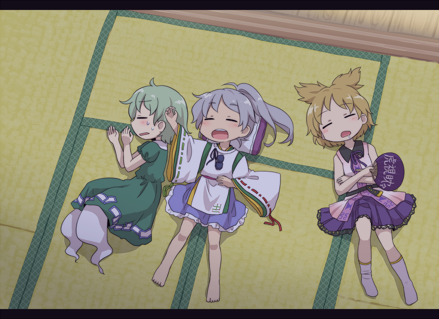mononobe_no_futo, sleeping, soga_no_tojiko, touhou, toyosatomimi_no_miko, yamabuki_(yusuraume)