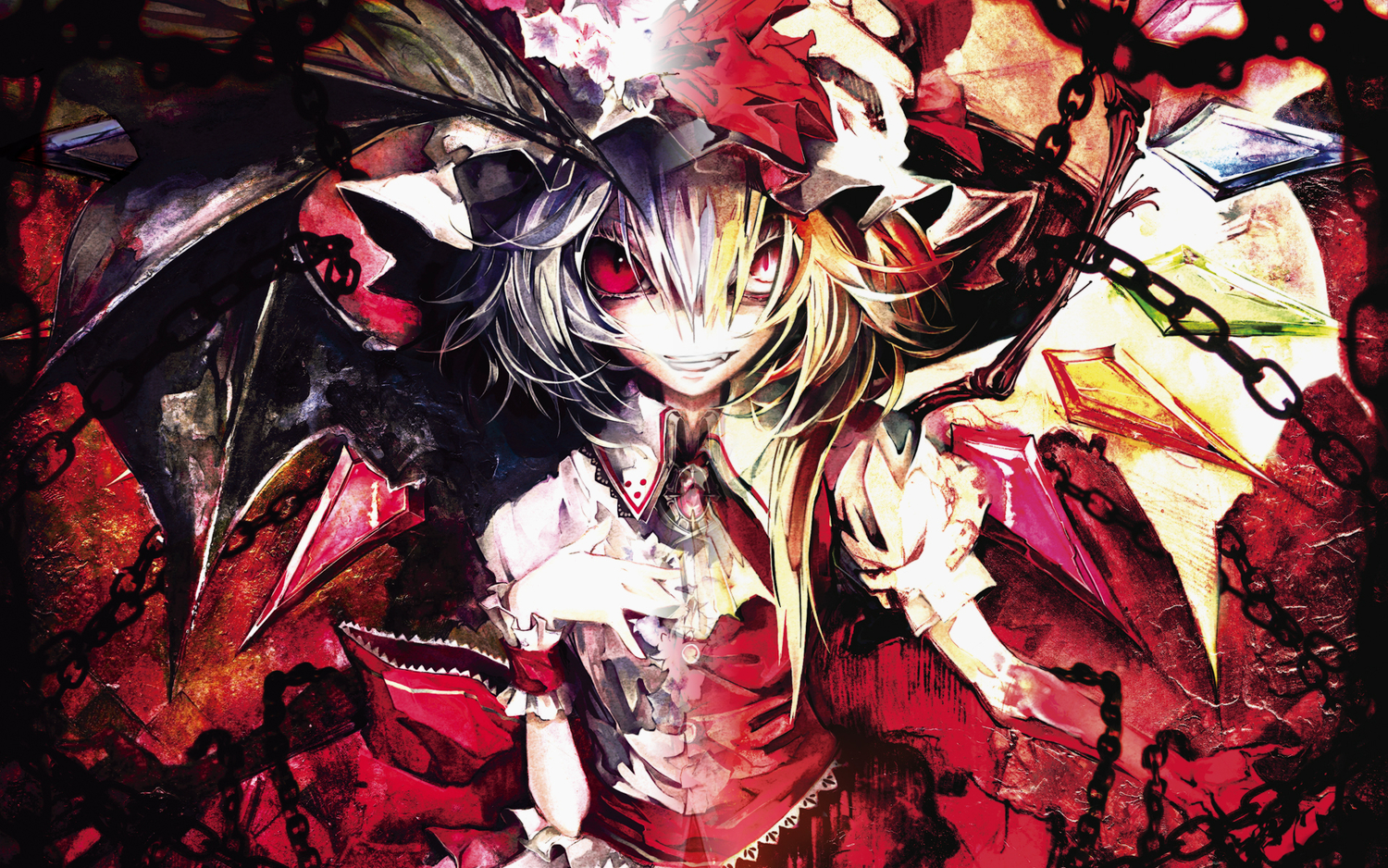 banpai_akira, flandre_scarlet, red_eyes, remilia_scarlet, touhou, vampire, wings