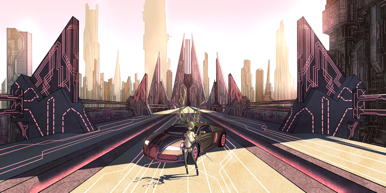 building, city, hatsune_miku, langjiao, miku_append, vocaloid