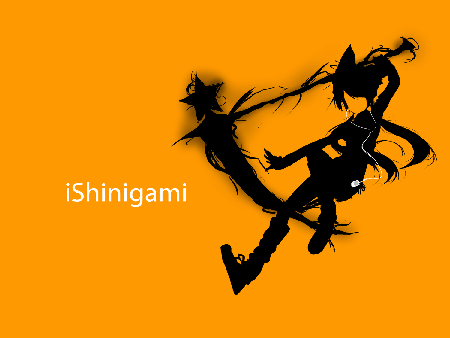 ipod, orange, original, parody, rakkou, scythe, silhouette, stars