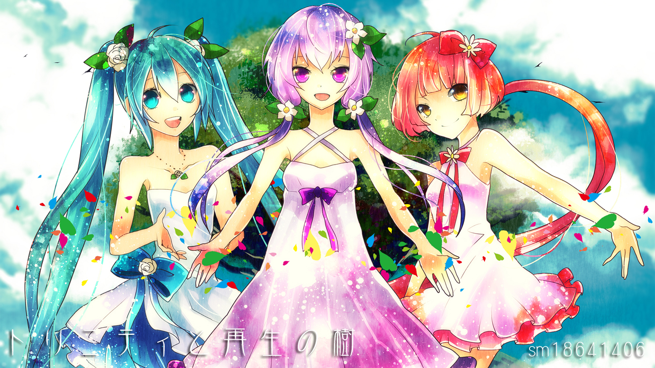 hatsune_miku, nekomura_iroha, sazanami_shione, vocaloid, voiceroid, yuzuki_yukari