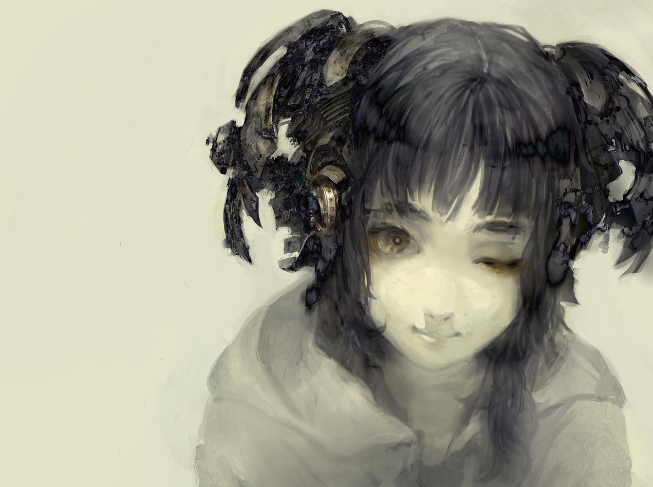 black_hair, brown_eyes, mechagirl, original, polychromatic, sugimoto_gang