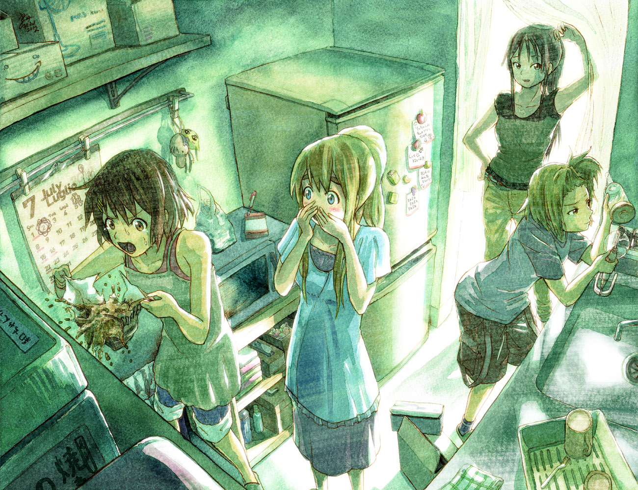 akiyama_mio, food, hashiribe, hirasawa_yui, k-on!, kotobuki_tsumugi, tainaka_ritsu