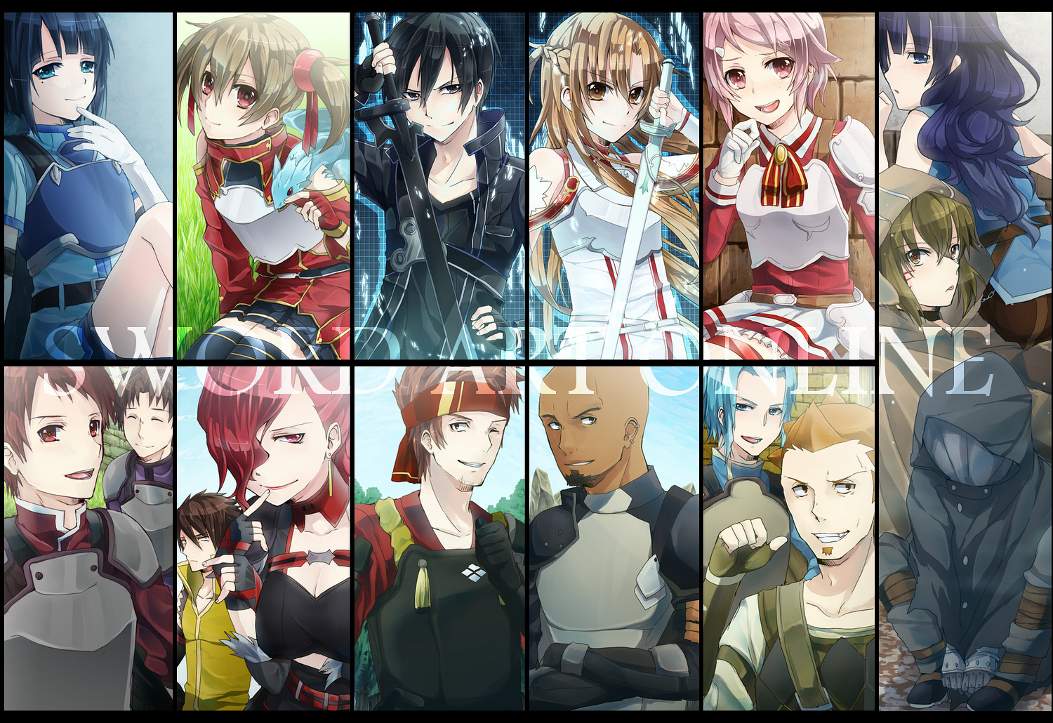 andrew_gilbert_mills, ayano_keiko, group, kirigaya_kazuto, kirito_(tundereyuina), sachi_(sword_art_online), shinozaki_rika, sword_art_online, tagme, tsuboi_ryoutarou, yuuki_asuna