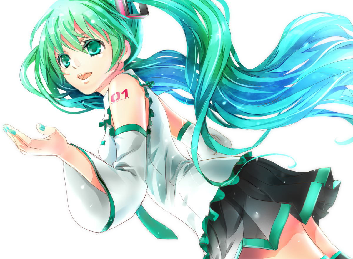 aqua_eyes, aqua_hair, hatsune_miku, long_hair, tie, twintails, vocaloid, yamano_uzura