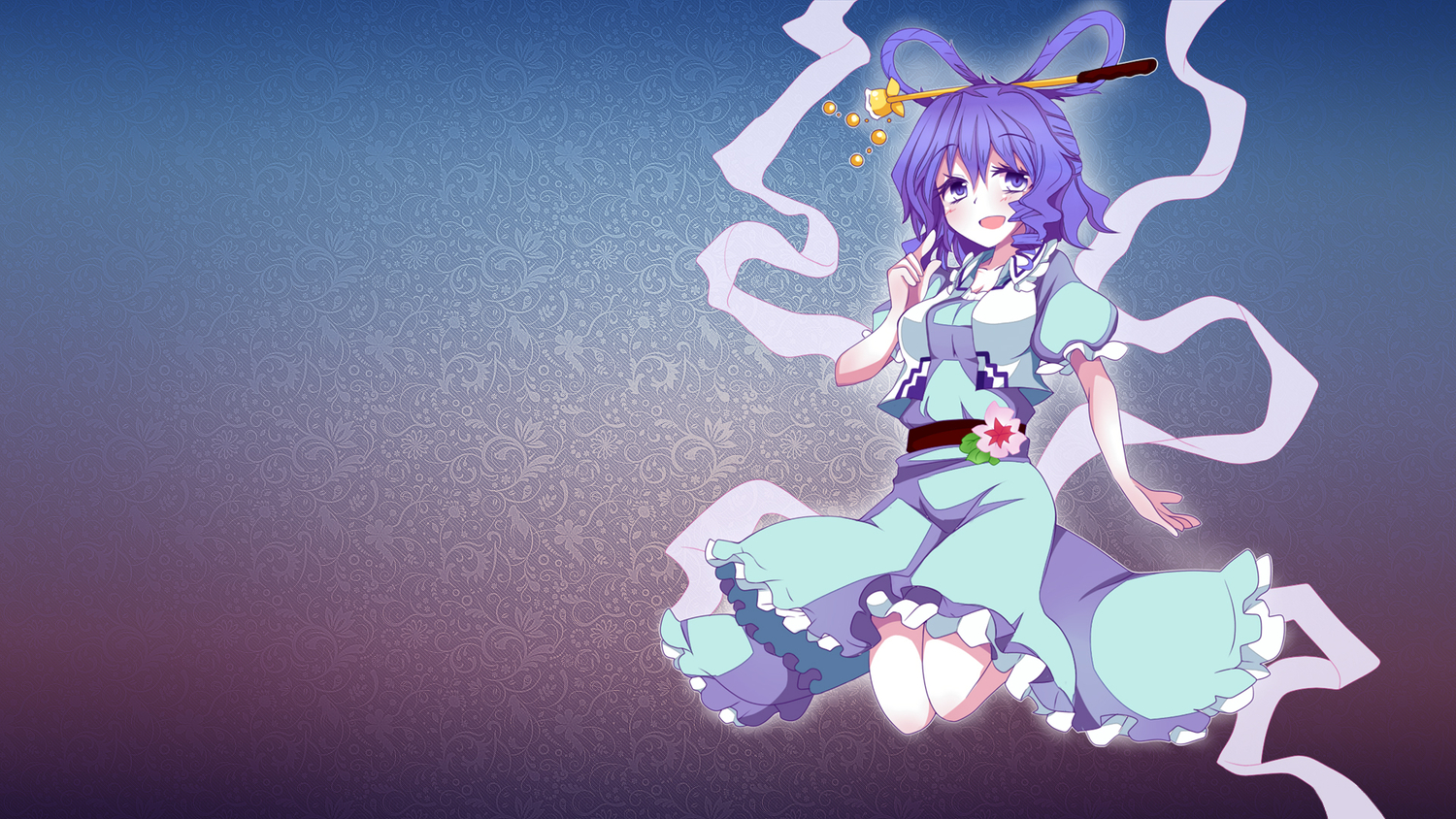 aki_chimaki, blue_hair, kaku_seiga, short_hair, third-party_edit, touhou