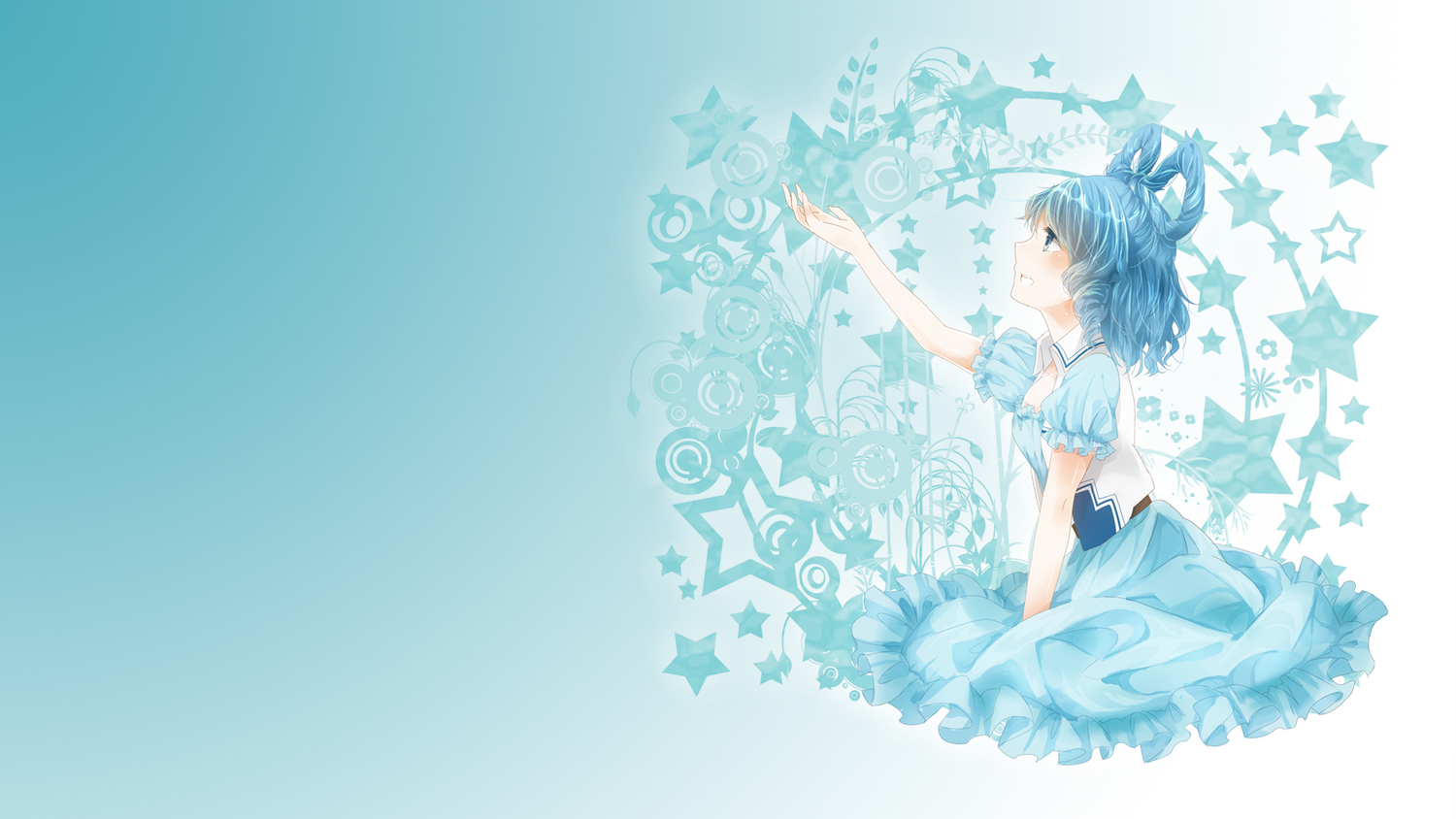 817nono, blue_hair, kaku_seiga, short_hair, stars, third-party_edit, touhou