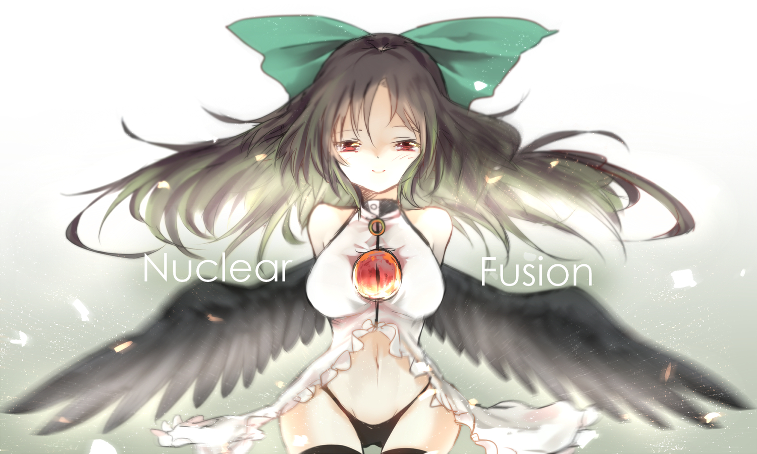 black_hair, bow, breasts, dqn_(dqnww), long_hair, panties, red_eyes, reiuji_utsuho