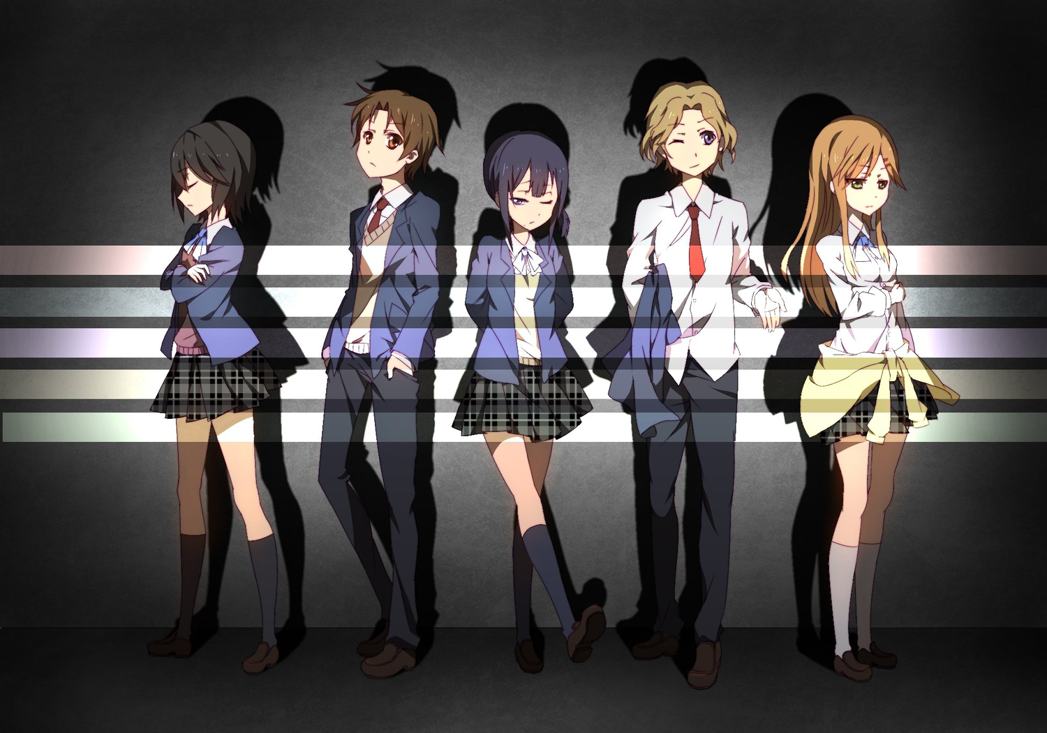 aoki_yoshifumi, group, inaba_himeko, jpeg_artifacts, kiriyama_yui, kokoro_connect, nagase_iori, school_uniform, yaegashi_taichi