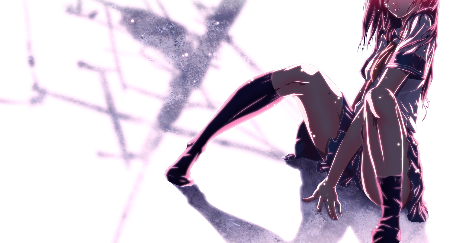 long_hair, mubouou_aasaa, original, purple_hair, school_uniform, skirt, socks