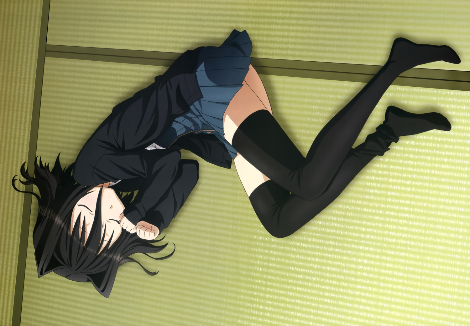 black_hair, koi_to_senkyo_to_chocolate, morishita_michiru, nyantype, scan, school_uniform, short_hair, sleeping
