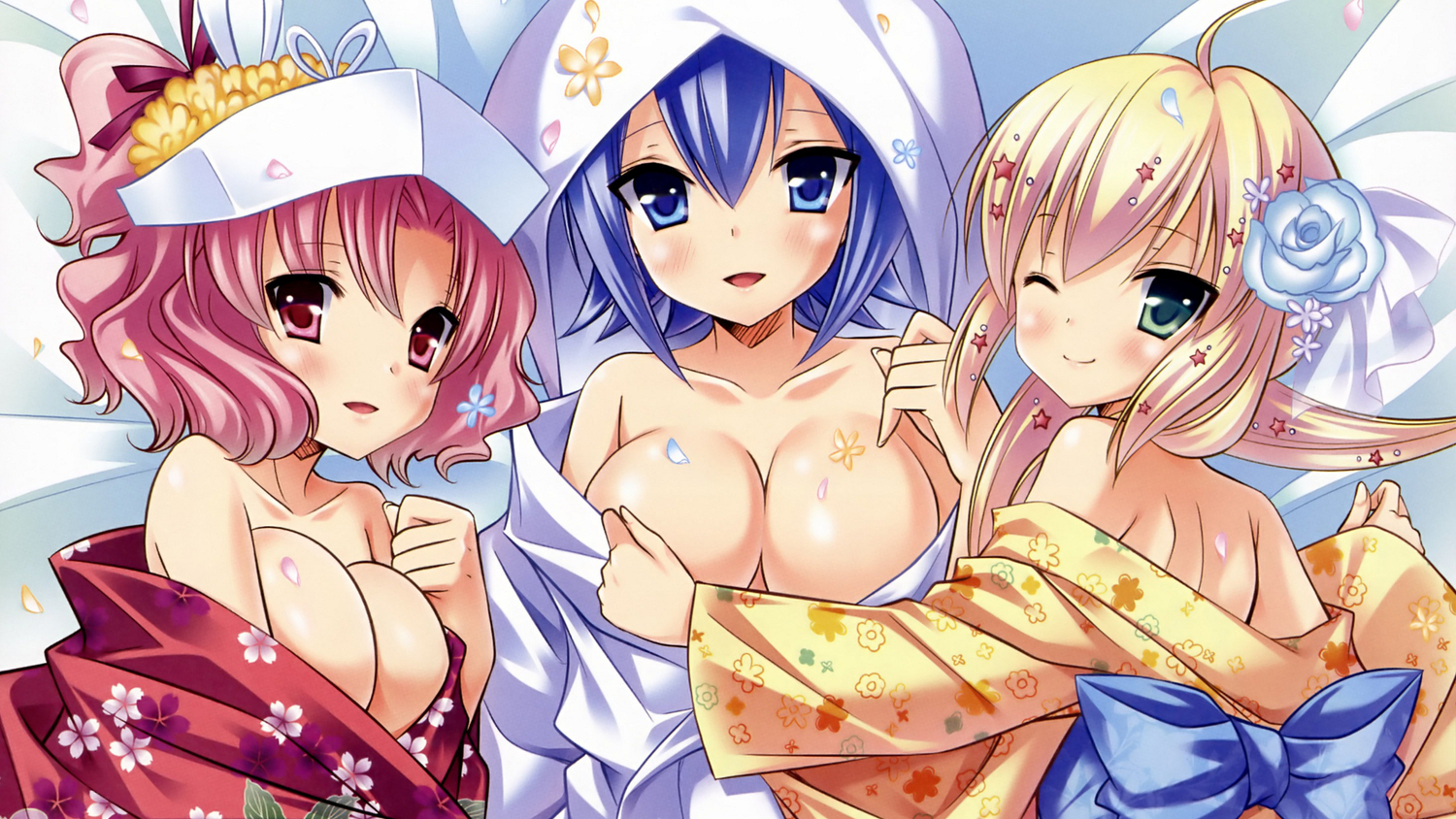 blush, breasts, cleavage, inugahora_an, japanese_clothes, kimono, tagme