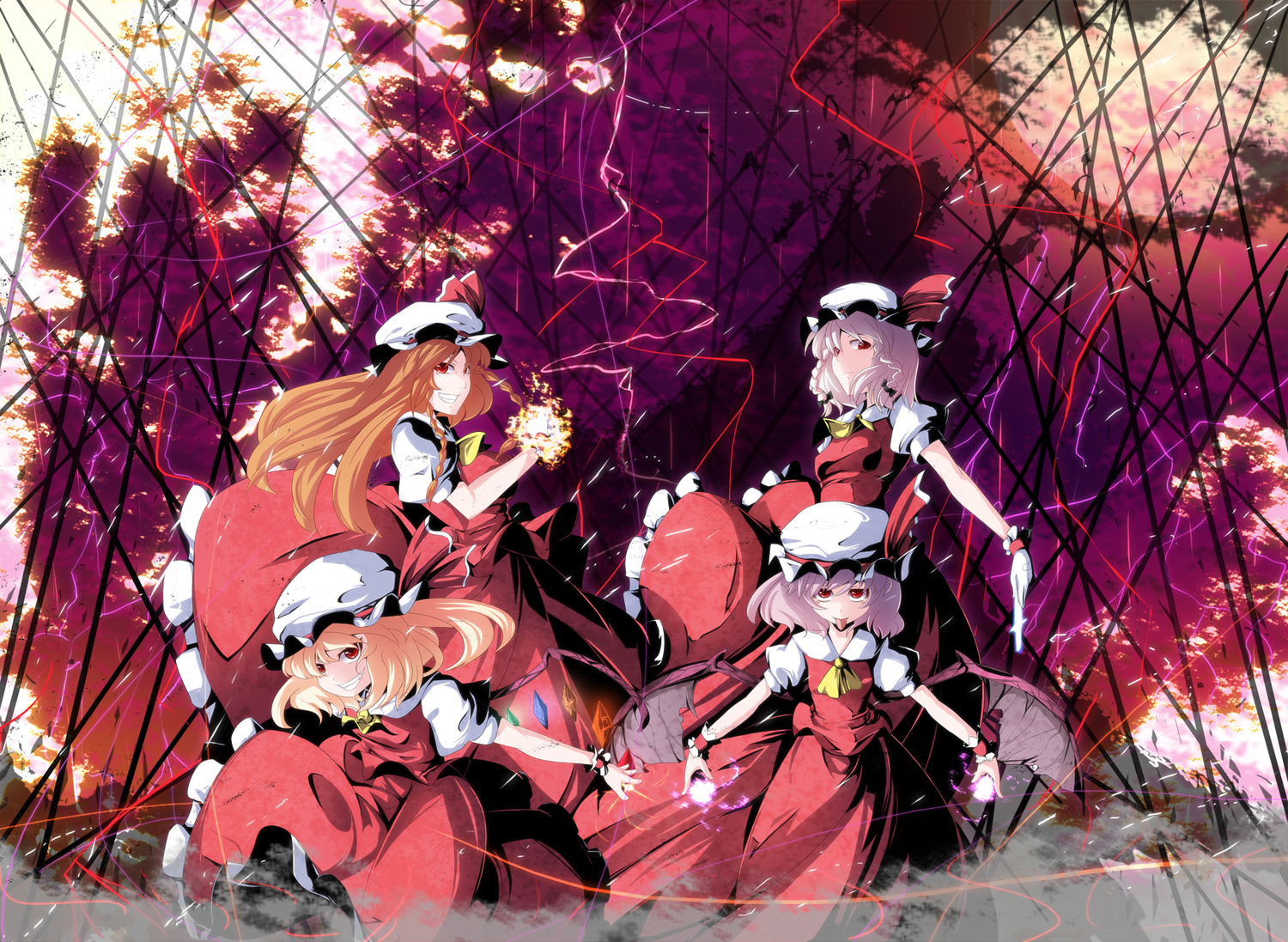 animal, bat, blonde_hair, bow, braids, cosplay, dress, flandre_scarlet