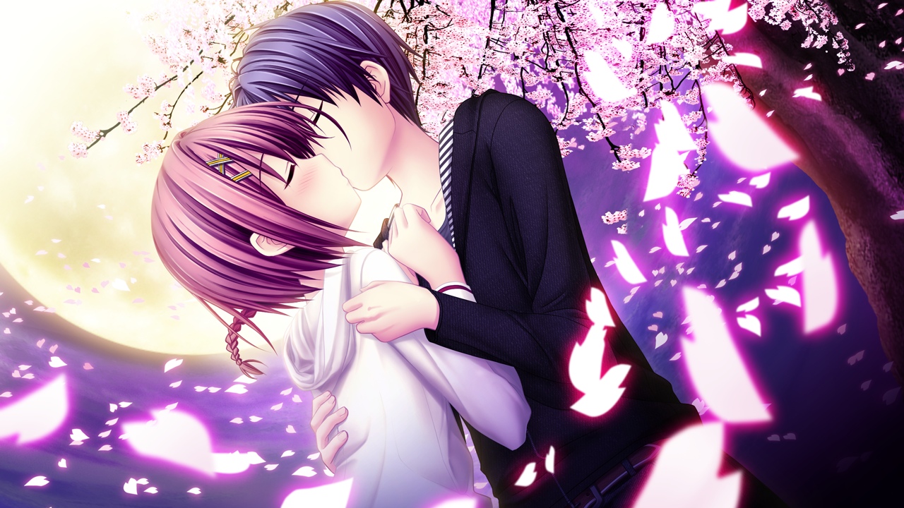 akizuki_tsukasa, blue_hair, braids, cherry_blossoms, flowers, game_cg, haruno_tsubame, jpeg_artifacts