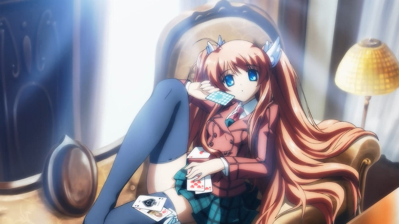blue_eyes, brown_hair, key, long_hair, ootori_chihaya, rewrite, school_uniform, thighhighs