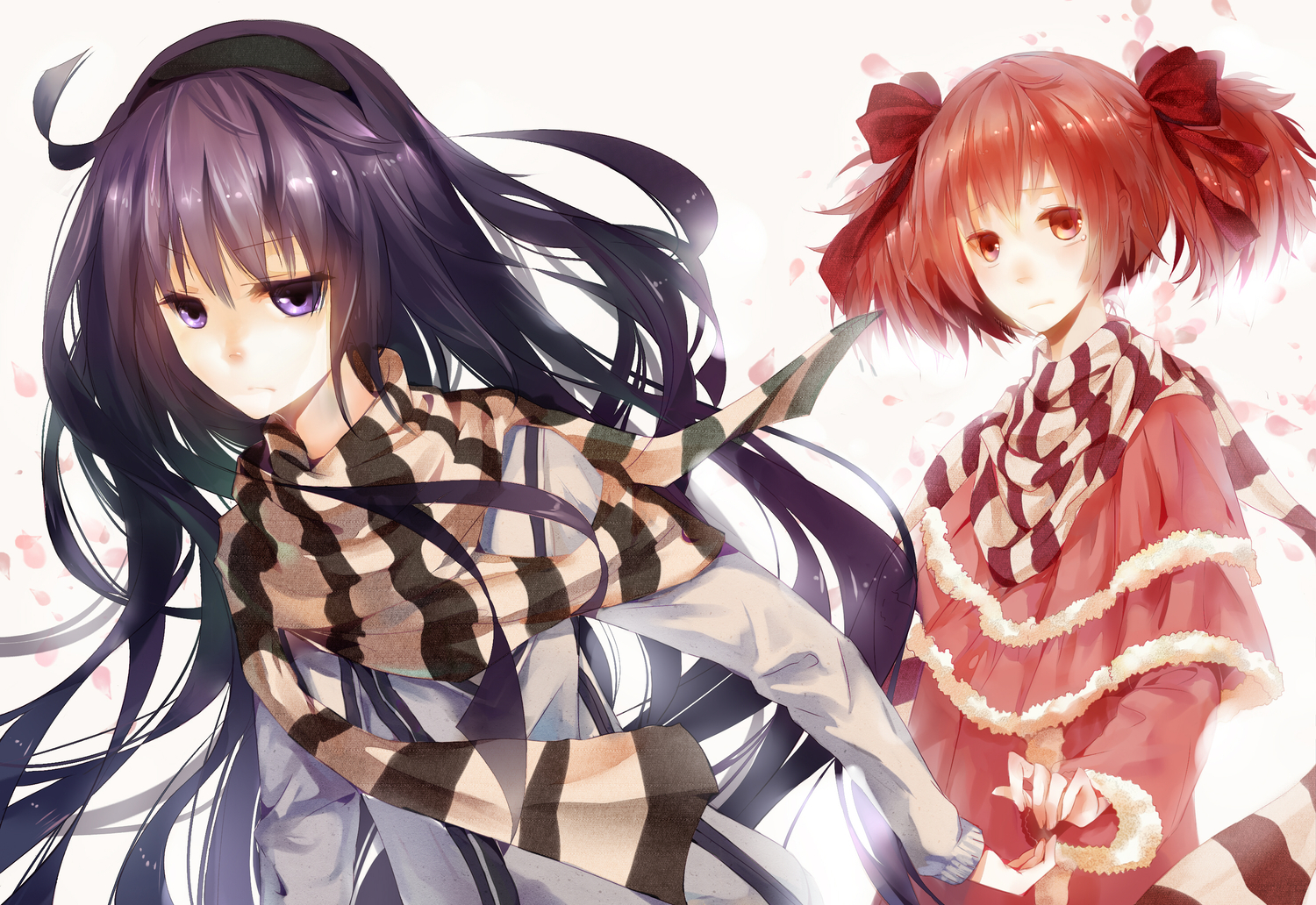 2girls, akemi_homura, black_hair, h2so4kancel, headband, kaname_madoka, long_hair, mahou_shoujo_madoka_magica