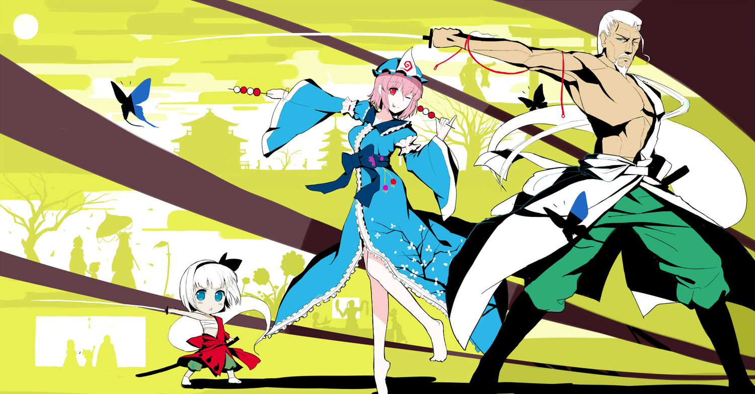 konpaku_youki, konpaku_youmu, myon, saigyouji_yuyuko, tagme, touhou