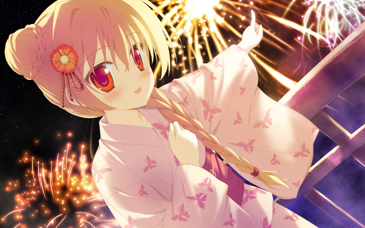 blonde_hair, blush, favorite, fireworks, game_cg, irotoridori_no_hikari, irotoridori_no_sekai, japanese_clothes