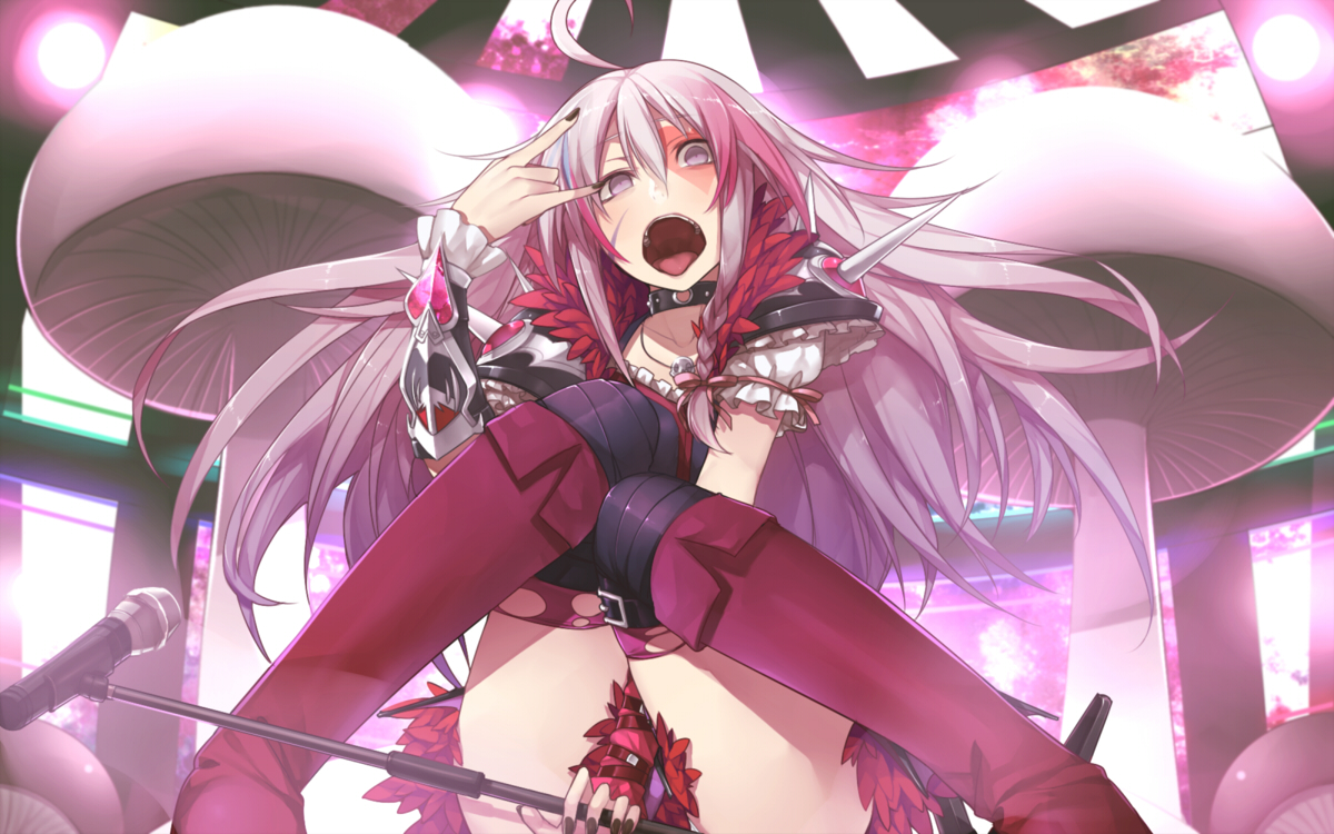 boots, hitoto, hoshi_shouko, idolmaster, idolmaster_cinderella_girls, long_hair, microphone, tagme