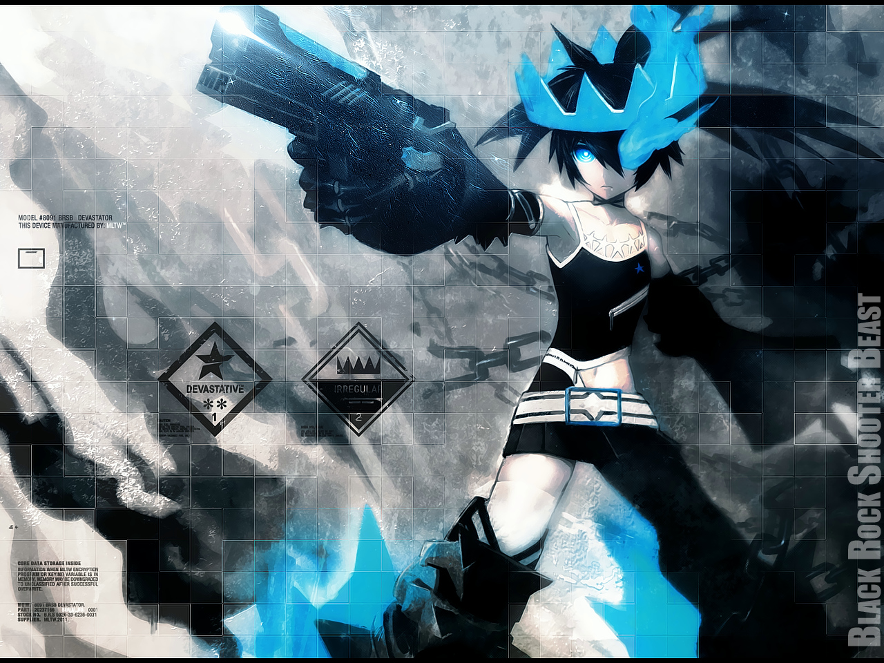 black_rock_shooter, black_rock_shooter_beast, fire, kuroi_mato