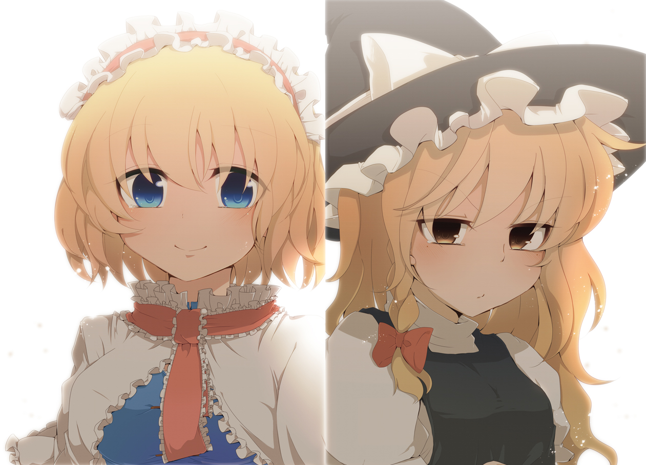 2girls, alice_margatroid, aoi_(annbi), blonde_hair, kirisame_marisa, touhou, witch