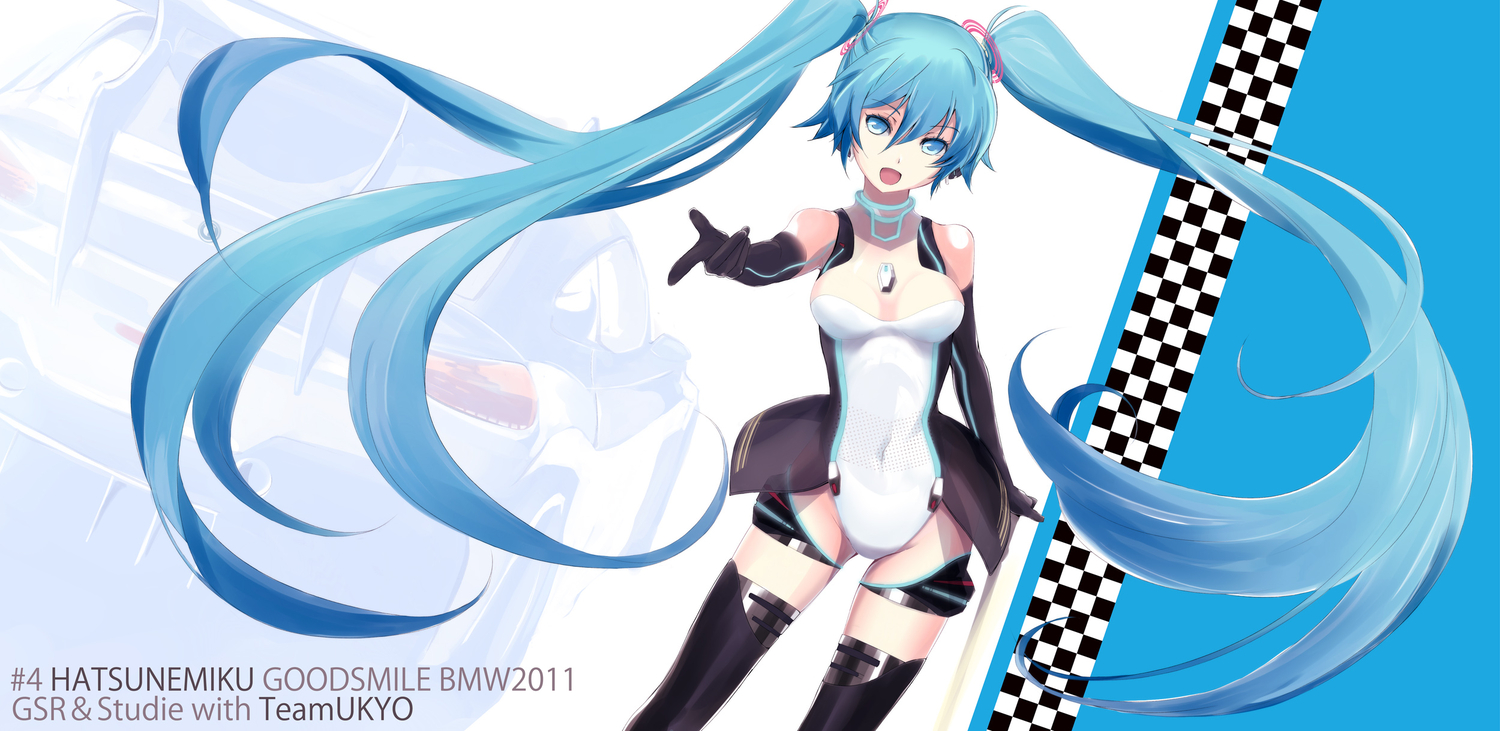 aqua_eyes, aqua_hair, elbow_gloves, gloves, hatsune_miku, long_hair, maccyon, thighhighs, twintails, vocaloid