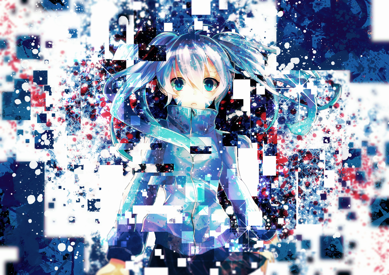 artificial_enemy_(vocaloid), blue_eyes, blue_hair, ene_(kagerou_project), kagerou_project, long_hair, sazanami_shione, skirt, twintails, vocaloid