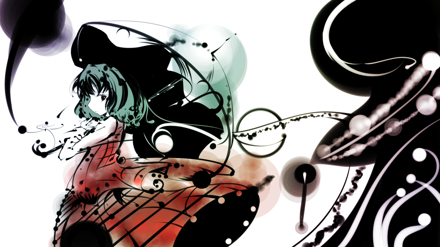 black_eyes, green_hair, kazami_yuuka, short_hair, sibanoue, skirt, touhou, umbrella