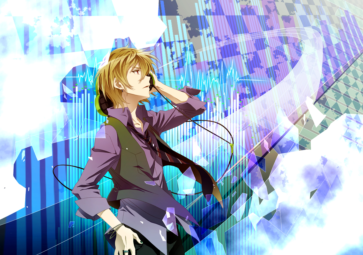 all_male, fuwa_mahiro, hakumai_(jamaika), headphones, male, zetsuen_no_tempest