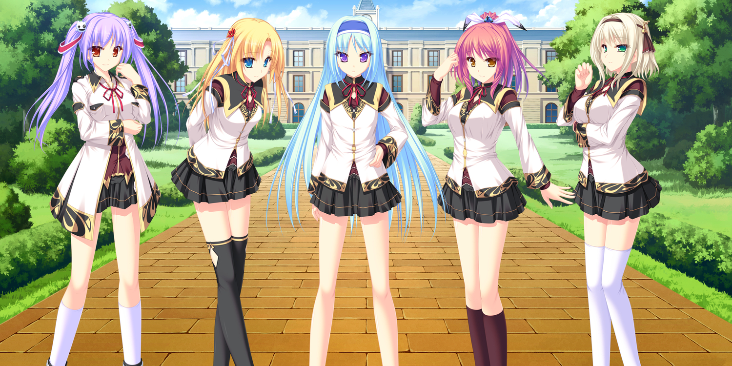 carlyle_mel, chloe_meltrum, cynthia_orlando, game_cg, leki_vestoria_floria, ryuuyoku_no_melodia, school_uniform, selphie_lainlut, tenmaso, thighhighs, whirlpool