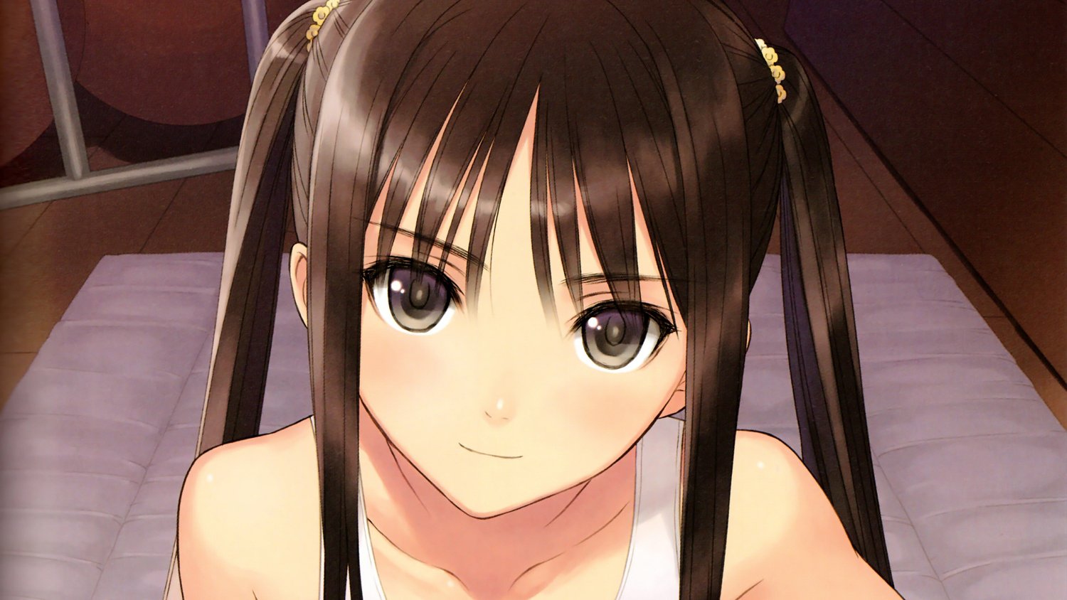 brown_eyes, brown_hair, close, fault, long_hair, scan, sugiyama_mio, taka_tony, twintails