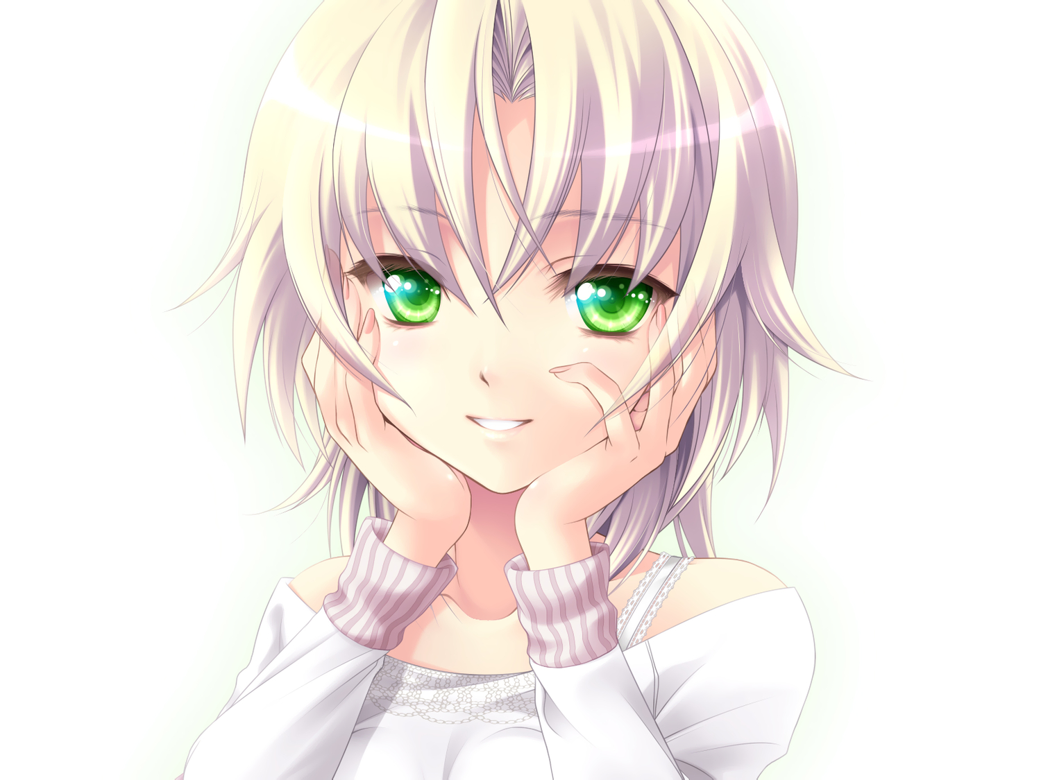 aizawa_kotarou, blonde_hair, close, green_eyes, kagamigawa_noelle, memories_off, memories_off_6, short_hair, white