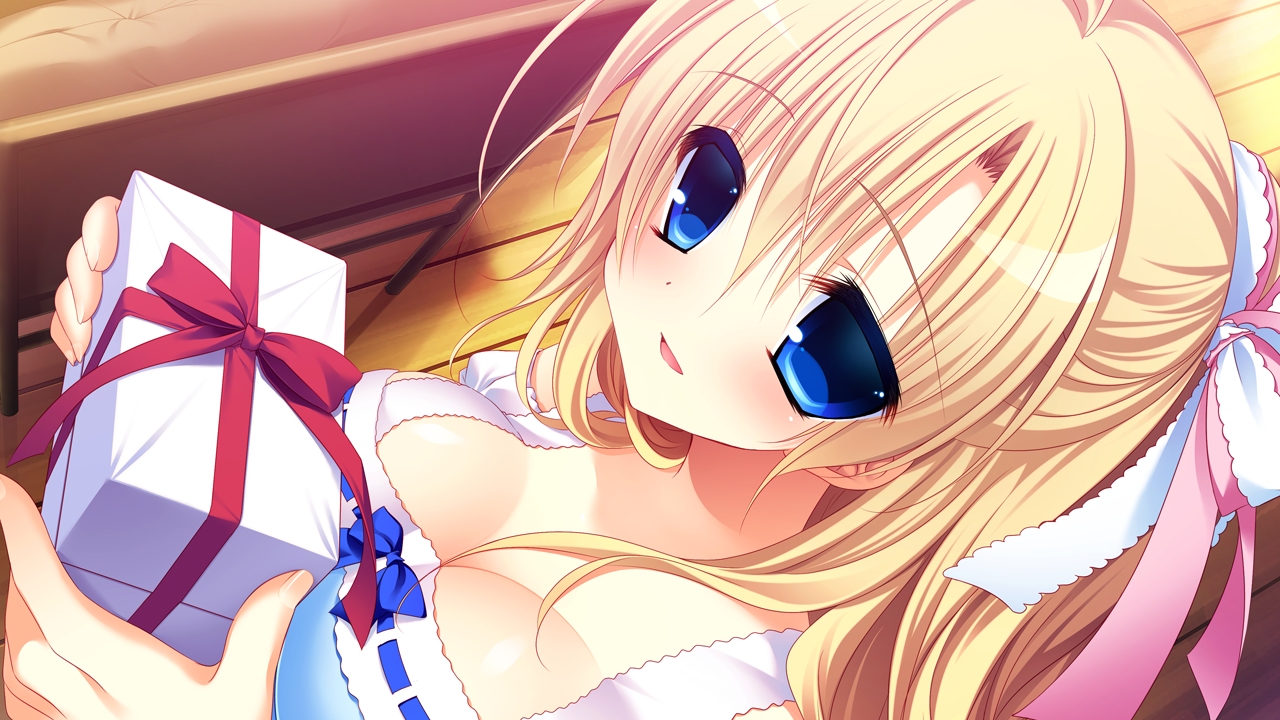 blonde_hair, blue_eyes, breasts, front_wing, game_cg, mekami_suzu, nanaca_mai, pure_girl