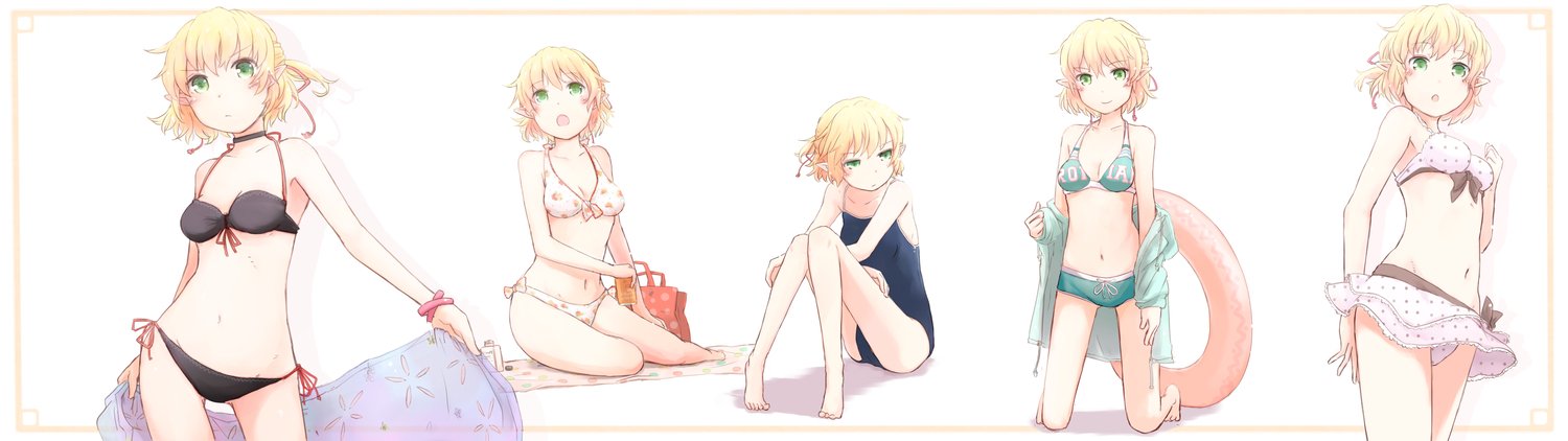 bikini, kokotetsu, mizuhashi_parsee, pointed_ears, swimsuit, touhou, towel, white