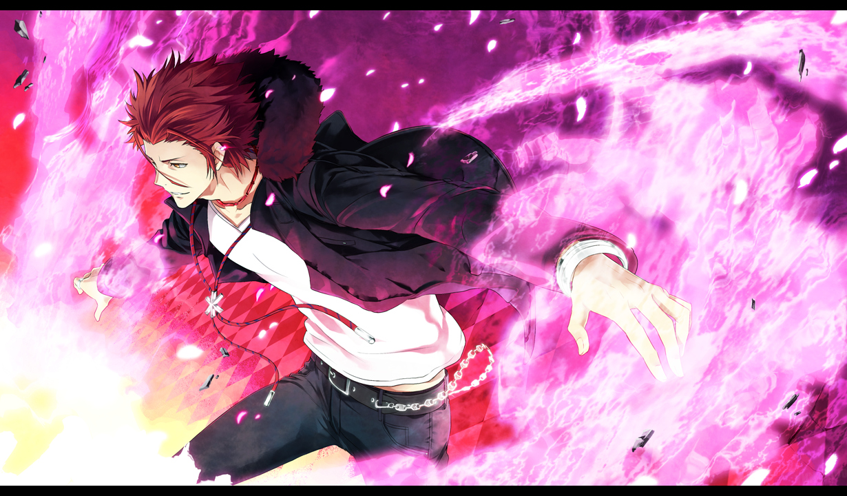 k_(anime), red_hair, suou_mikoto_(k), yellow_eyes, yun_(neo)