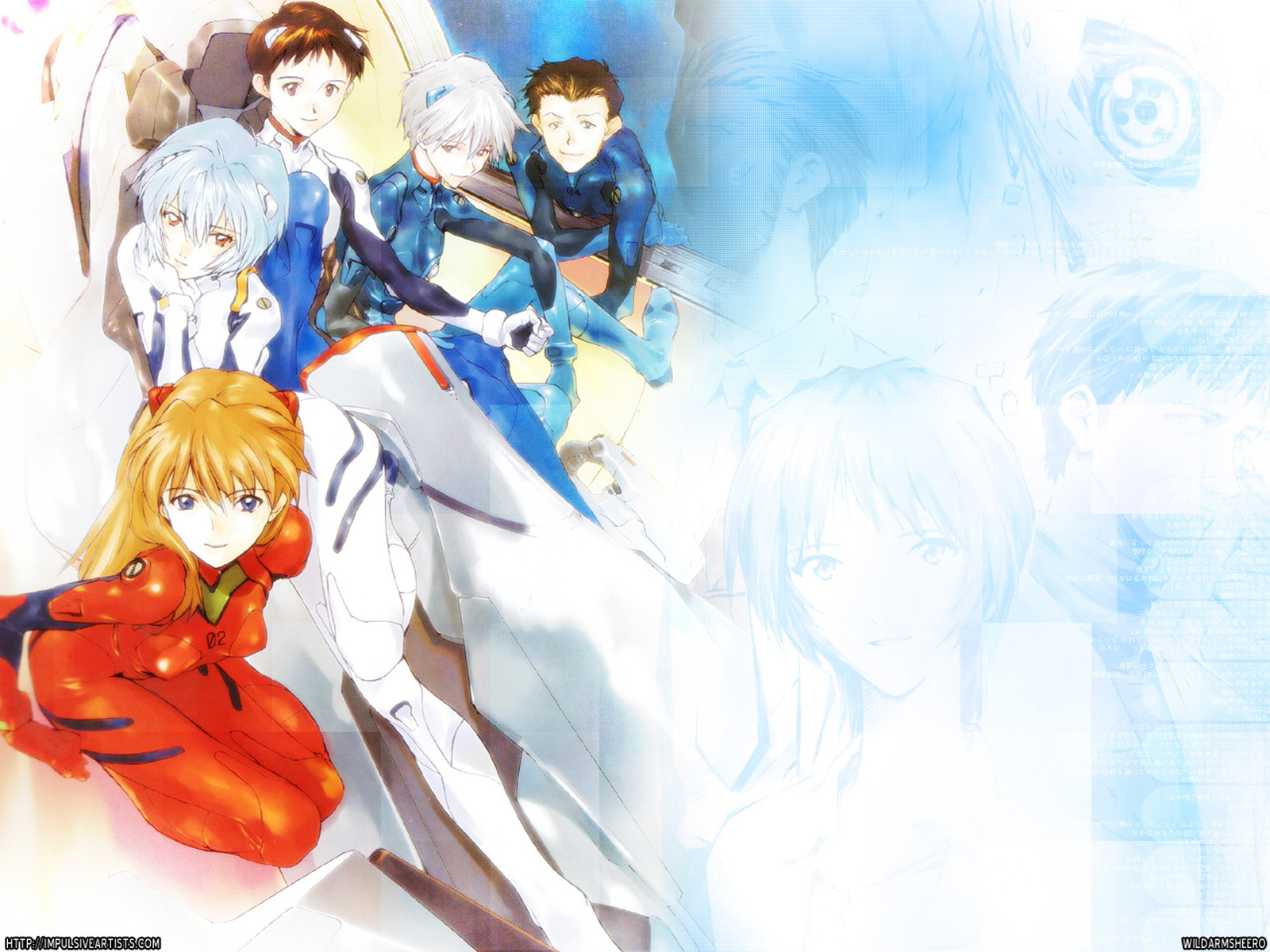 ayanami_rei, bodysuit, gainax, ikari_gendo, ikari_yui, nagisa_kaworu, neon_genesis_evangelion, okazaki_takeshi