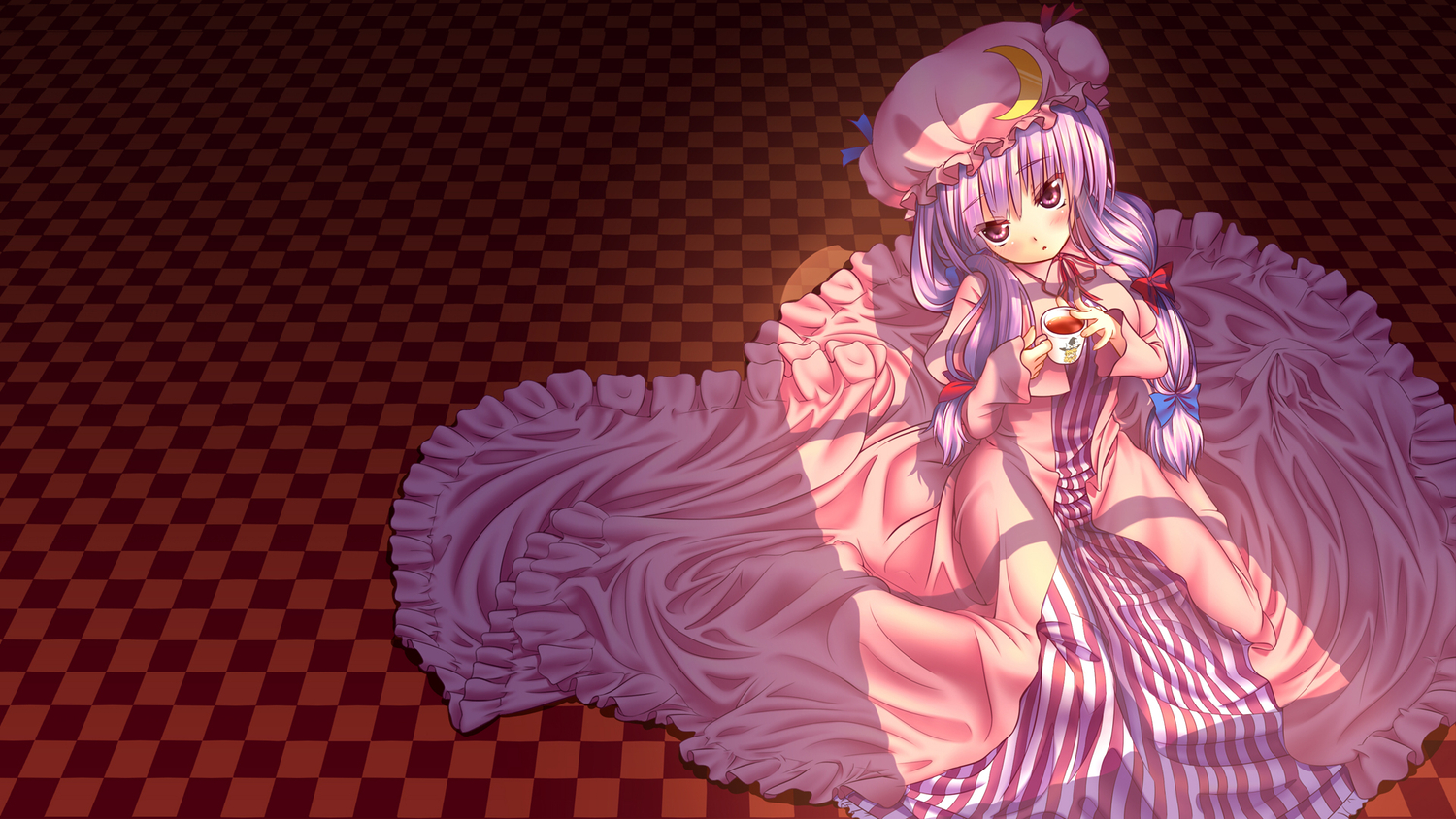 dress, hat, long_hair, nazu-na, patchouli_knowledge, touhou