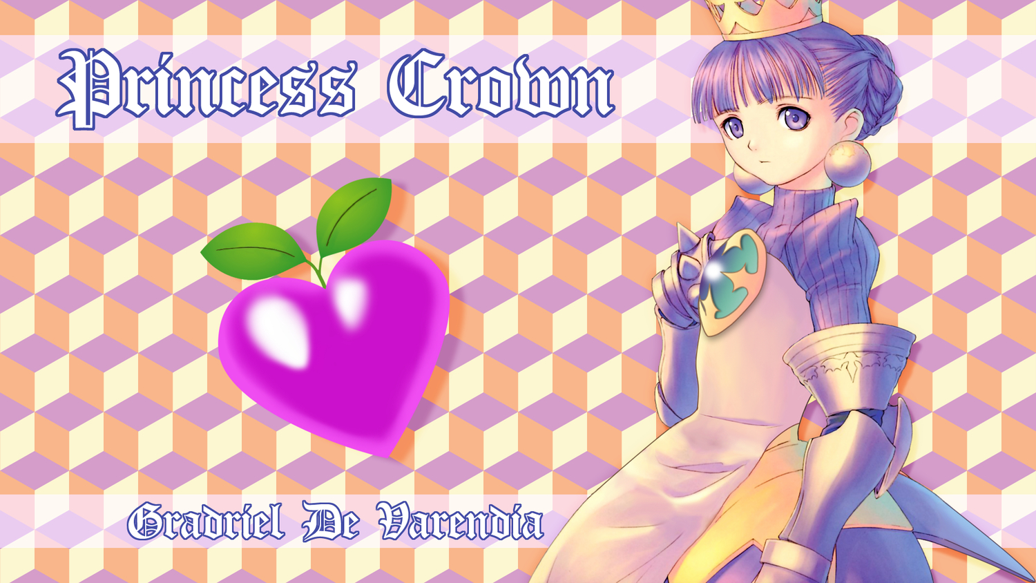 armor, crown, gradriel, princess_crown, purple_eyes, purple_hair, taka_tony