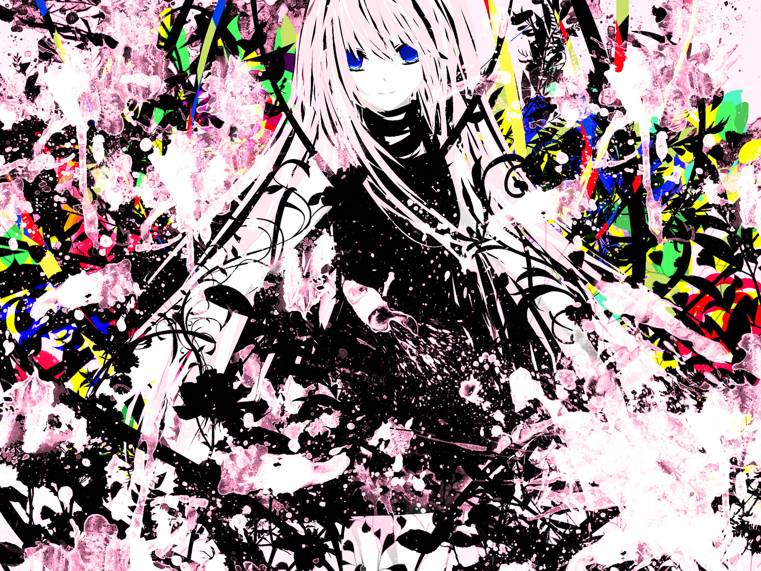 blue_eyes, jpeg_artifacts, long_hair, megurine_luka, pink_hair, ruuya_higashino, vocaloid