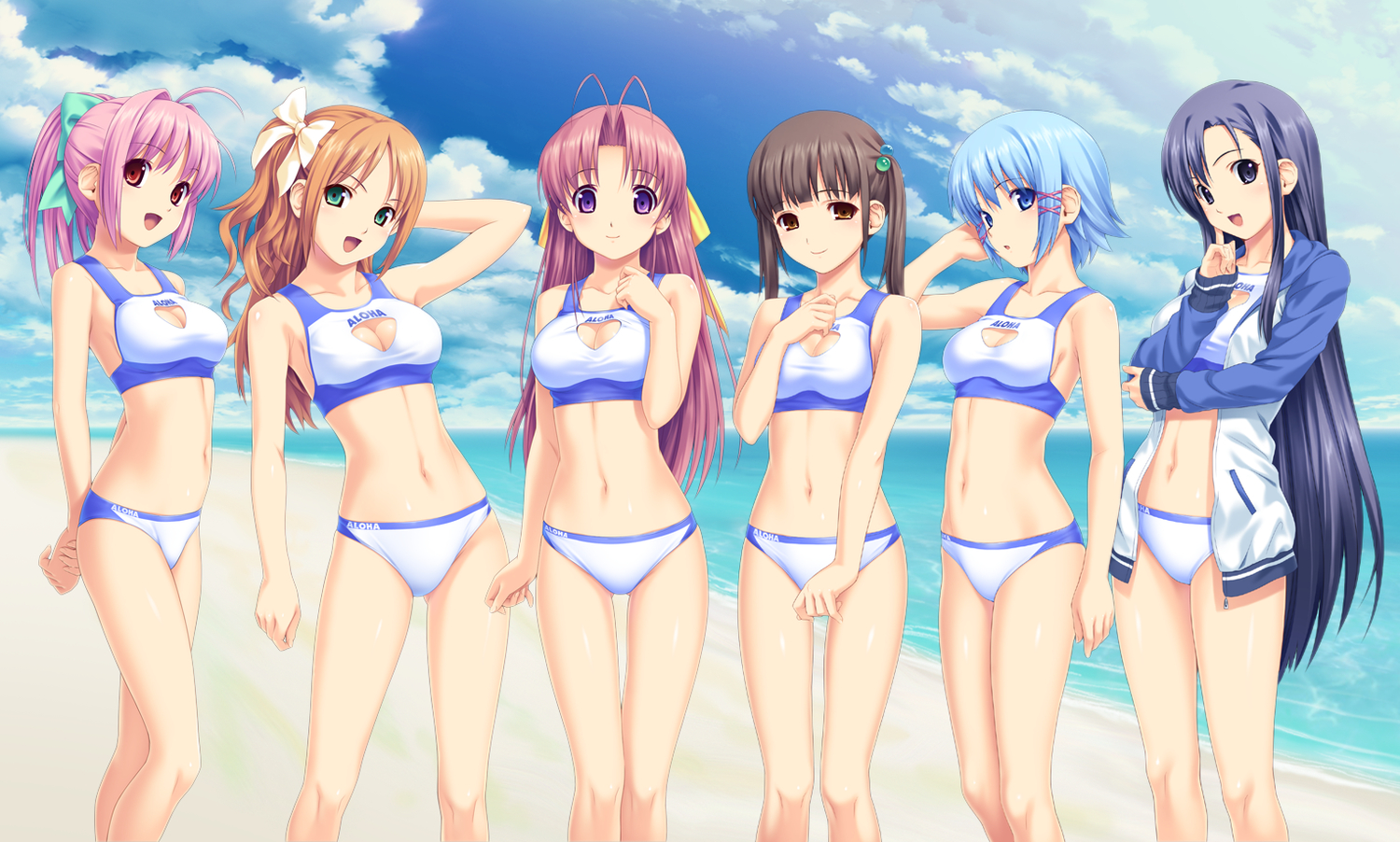 aoi_matsuri, beach, bikini, group, himuro_rikka, hinata_hanabi, koutaro, minazuki_izumi, saotome_nagi, suzukaze_hotaru, swimsuit, tropical_kiss, twinkle