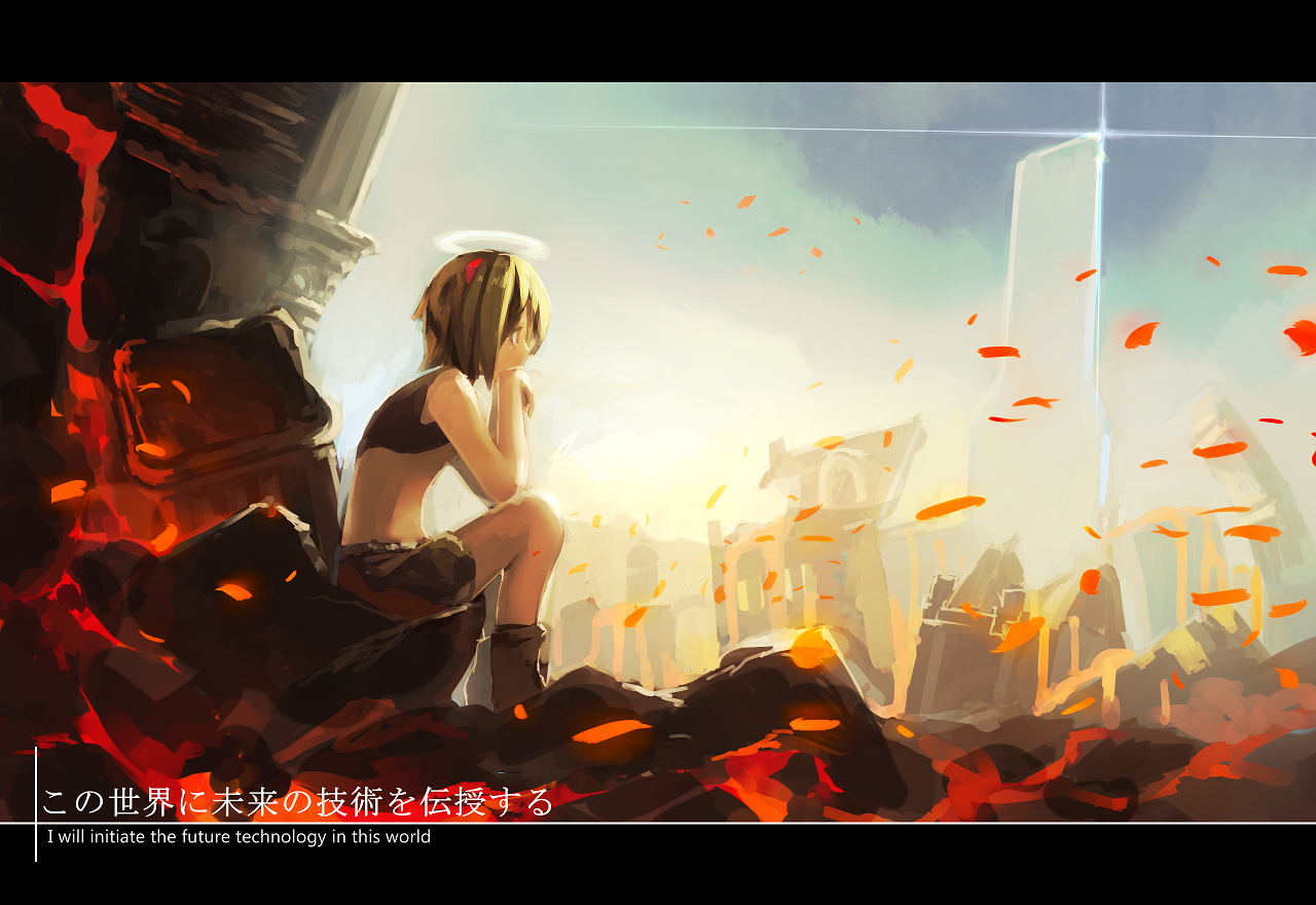 anthropomorphism, creeper, green_hair, halo, kitsune_(kazenouta), minecraft, red_eyes, short_hair