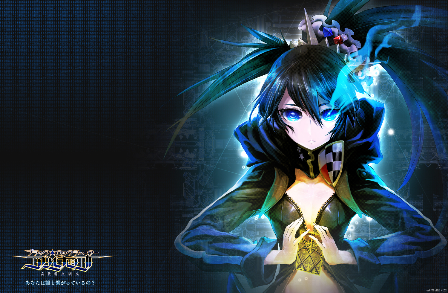 black_hair, black_rock_shooter, black_rock_shooter_arcana, blue_eyes, kuroi_mato, long_hair, taiki_(luster), twintails