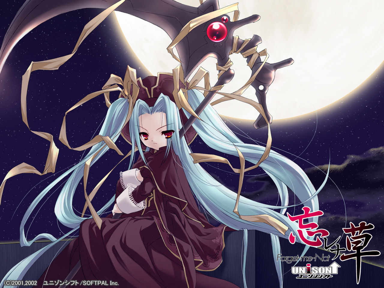 forget_me_not, scythe, weapon